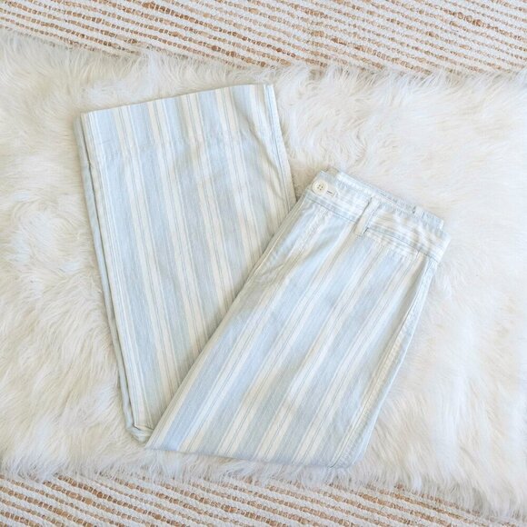 GAP Cropped Pants Size 6 Blue White Stripe Cropped Wide Leg Stretch - Picture 2 of 5